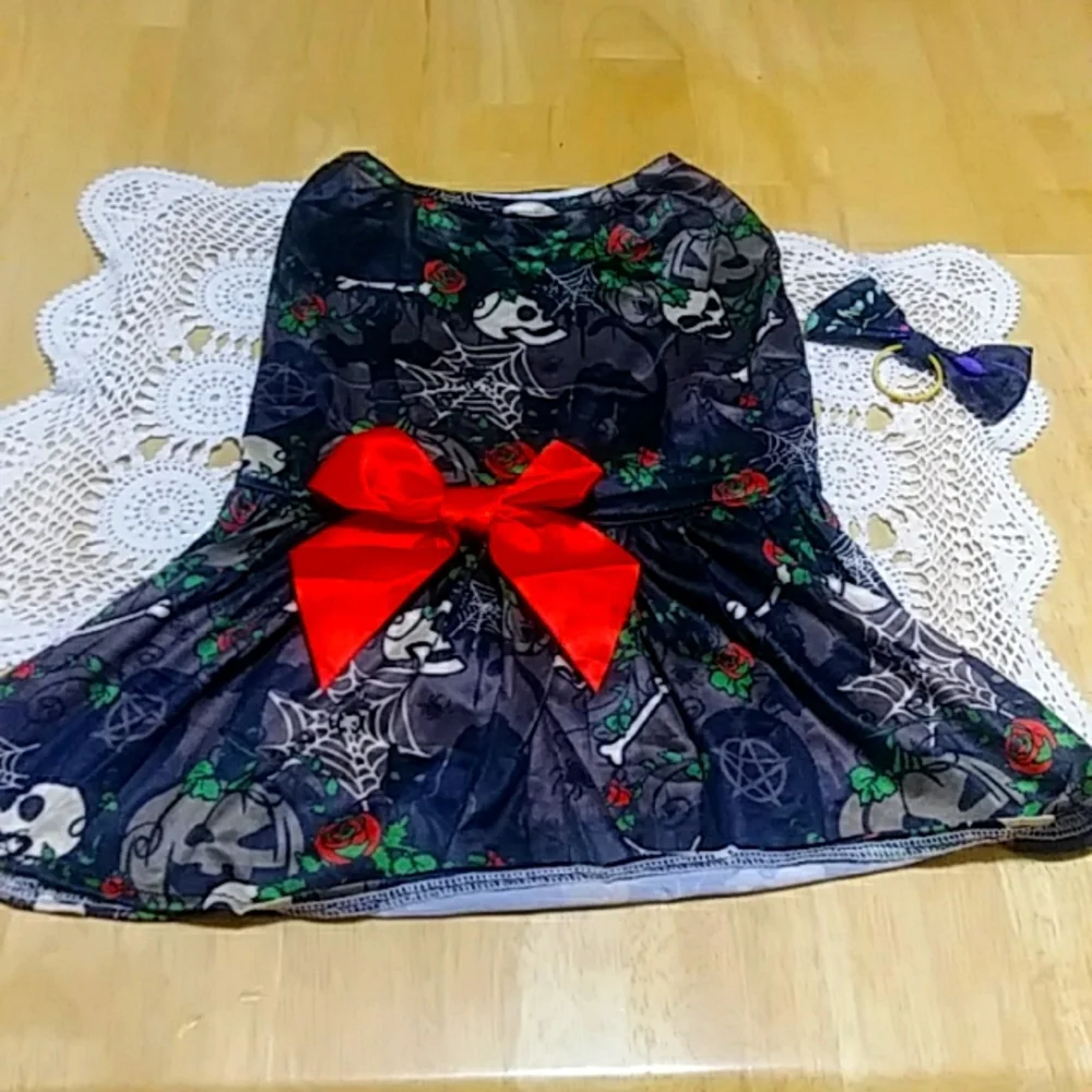 Halloween Costume With Bow For Doggie Collar, Large